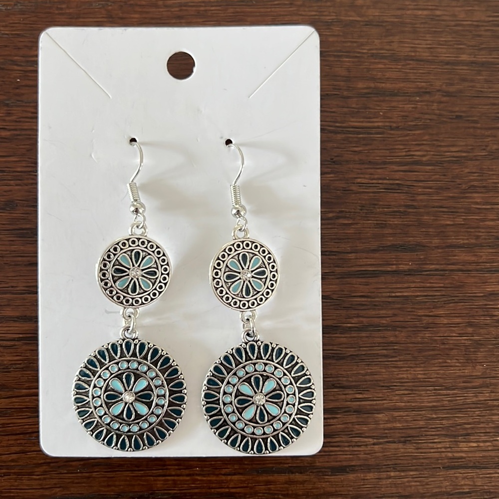 Geometric Print Drop Earrings